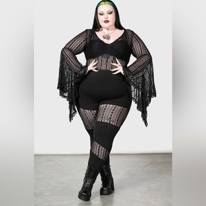 PLUS SIZE LACE BODYSUIT WITH BELL SLEEVES